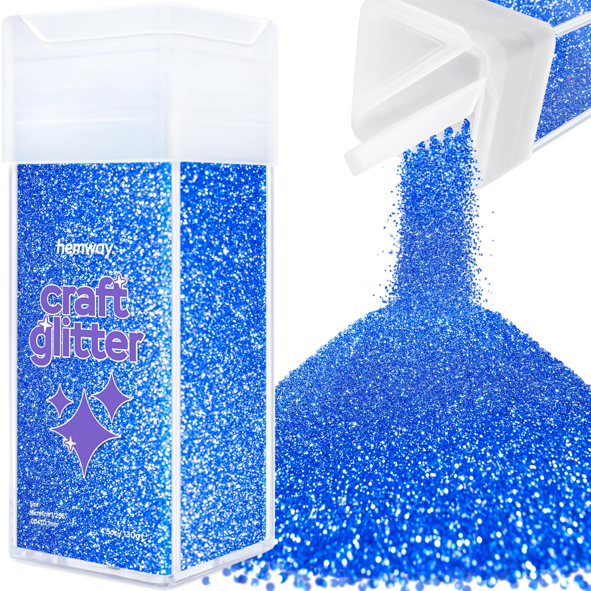 Hemway Glitter Shaker Sapphire Blue 110g Microfine, Craft Glitter Shaker for Resin & Epoxy Crafts, Christmas Art Supplies, Nail, Body, Face, Eye, Festival, Crafting, Slime, Sparkle