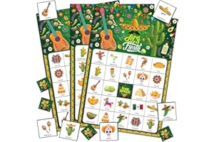Mexico Bingo Game Cards for Cinco De Mayo Decorations, 38pcs Fiesta Bingo Games Cinco de Mayo Bingo Game Cards for Mexican Fi