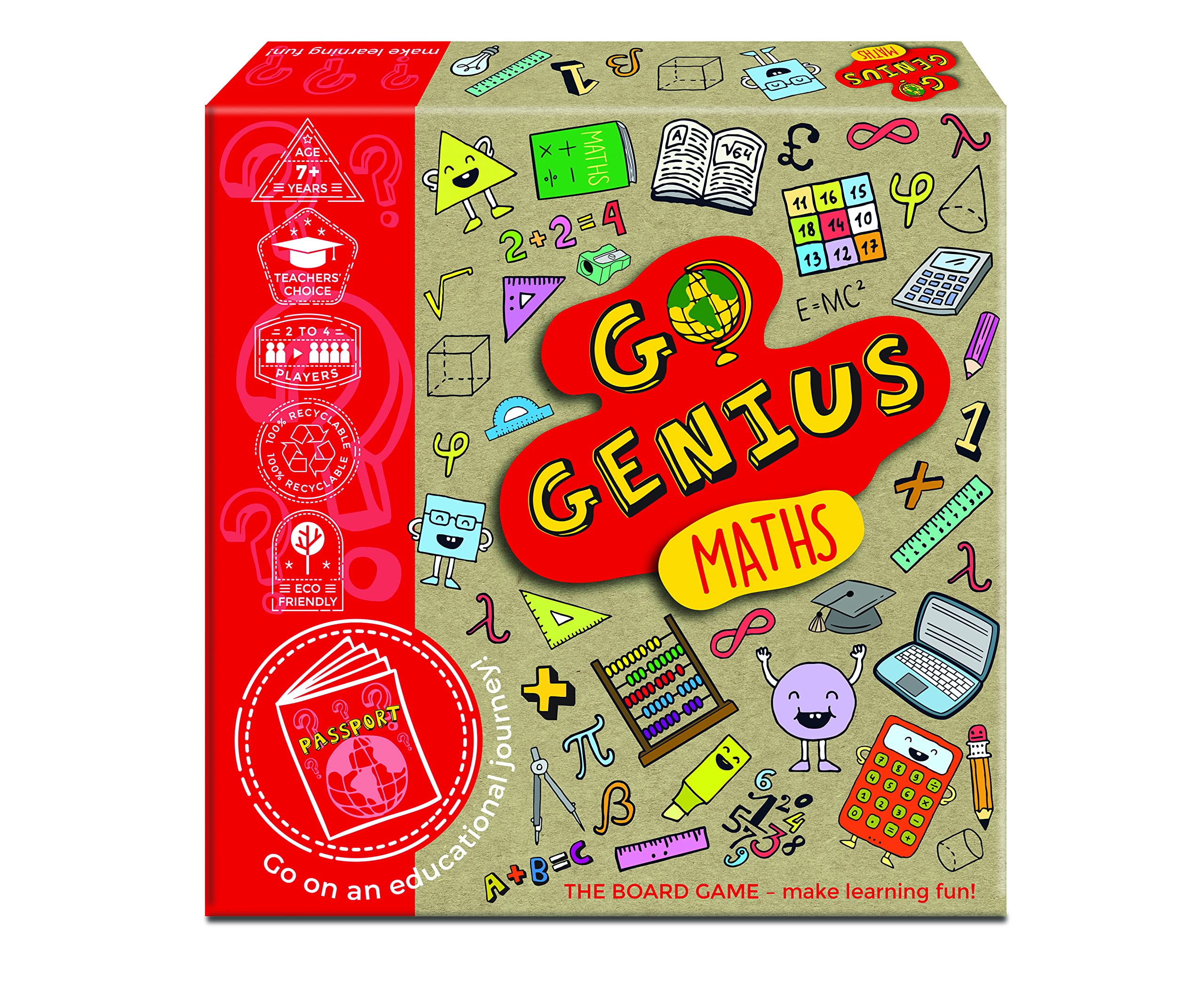 Go Genius Maths - Educational Board Game Supporting Key Stage 1 & 2 Learning, Suitable for 7+ Years