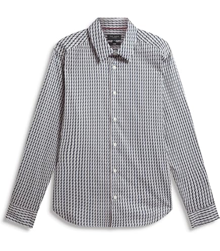 Ted Baker Men's Prynn Long Sleeve Linen Blend Button Down Shirt, Light Blue, 2/S : Clothing, Shoes & Jewelry
