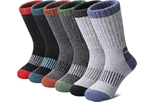 NOCIN COLOR Kids Merino Wool Hiking Socks Boys Girls Toddlers Thermal Winter Warm Boot Thick Cushion Socks 6 Pairs