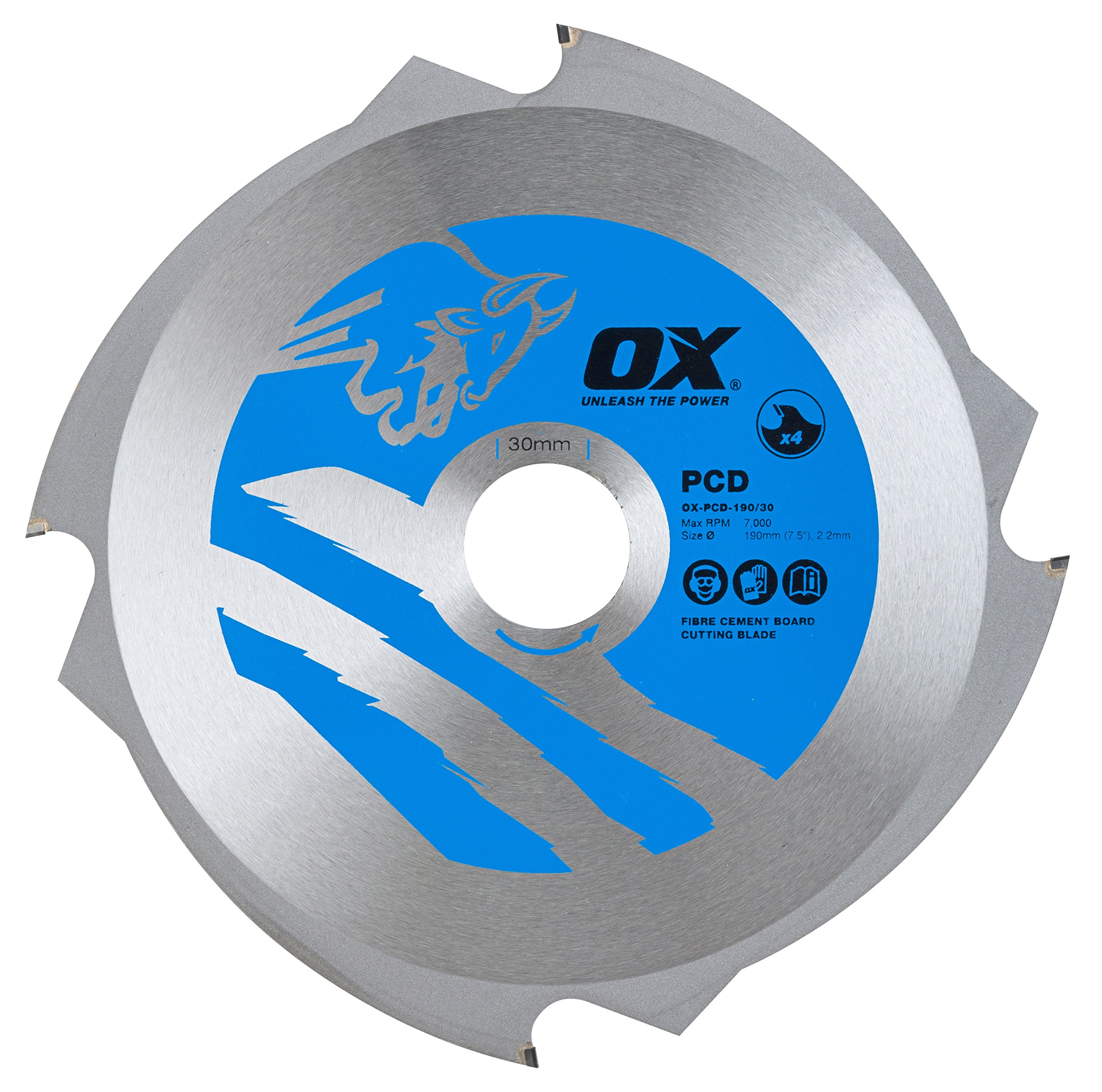 OX Fibre Cement Cutting Blade - 4 Teeth - 190/30mm
