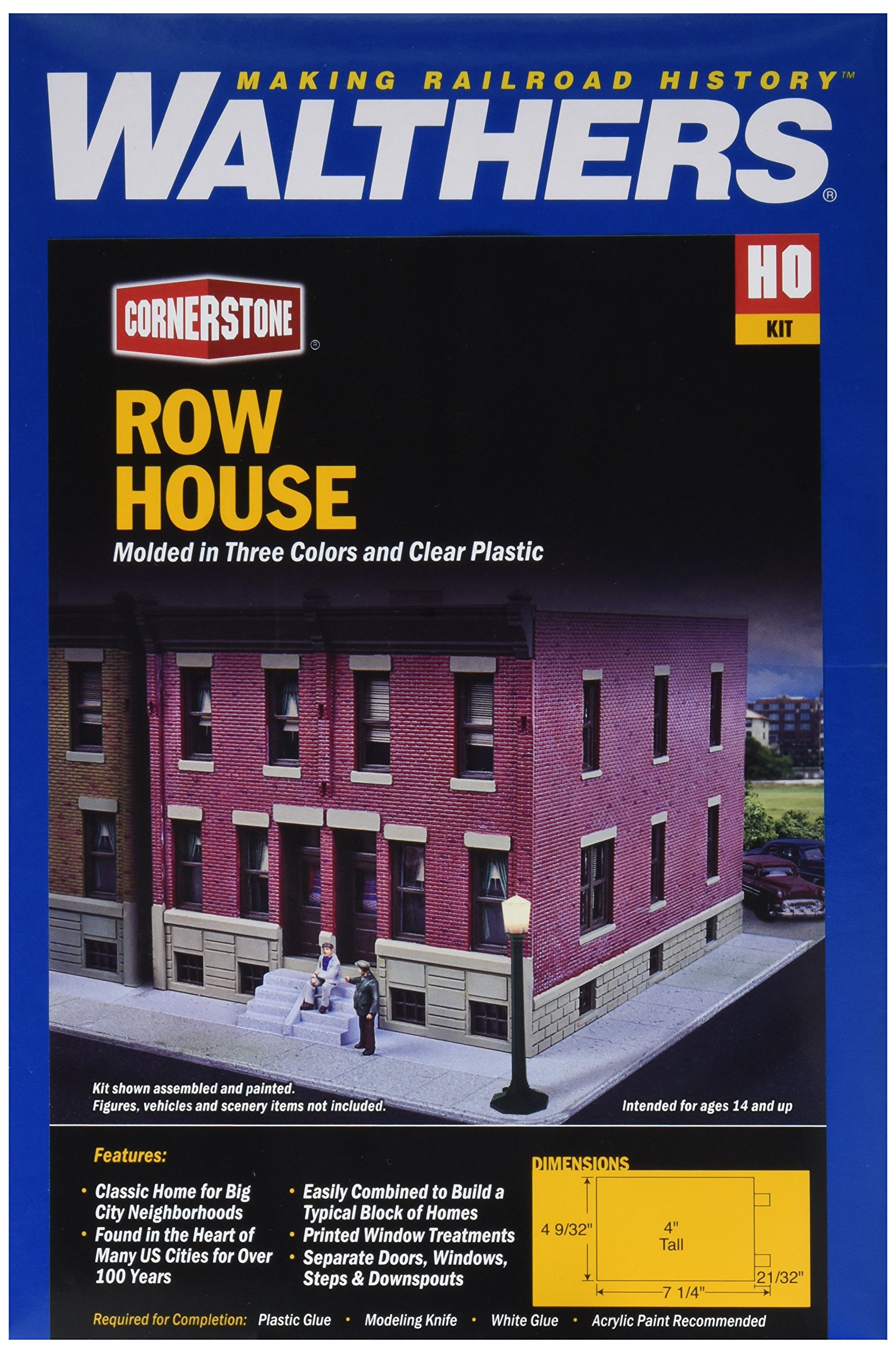 Cornerstone Walthers 933-3778 Row House with Flat Roof Model Railway Accessories
