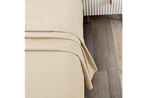 Toodou Beige Twin Flat Sheet is Made of Premium Fabric and The Bed Sheet is 100% Brushed Microfiber which Have Soft Silky Touch, Breathable Wrinkle and Fade Resistant