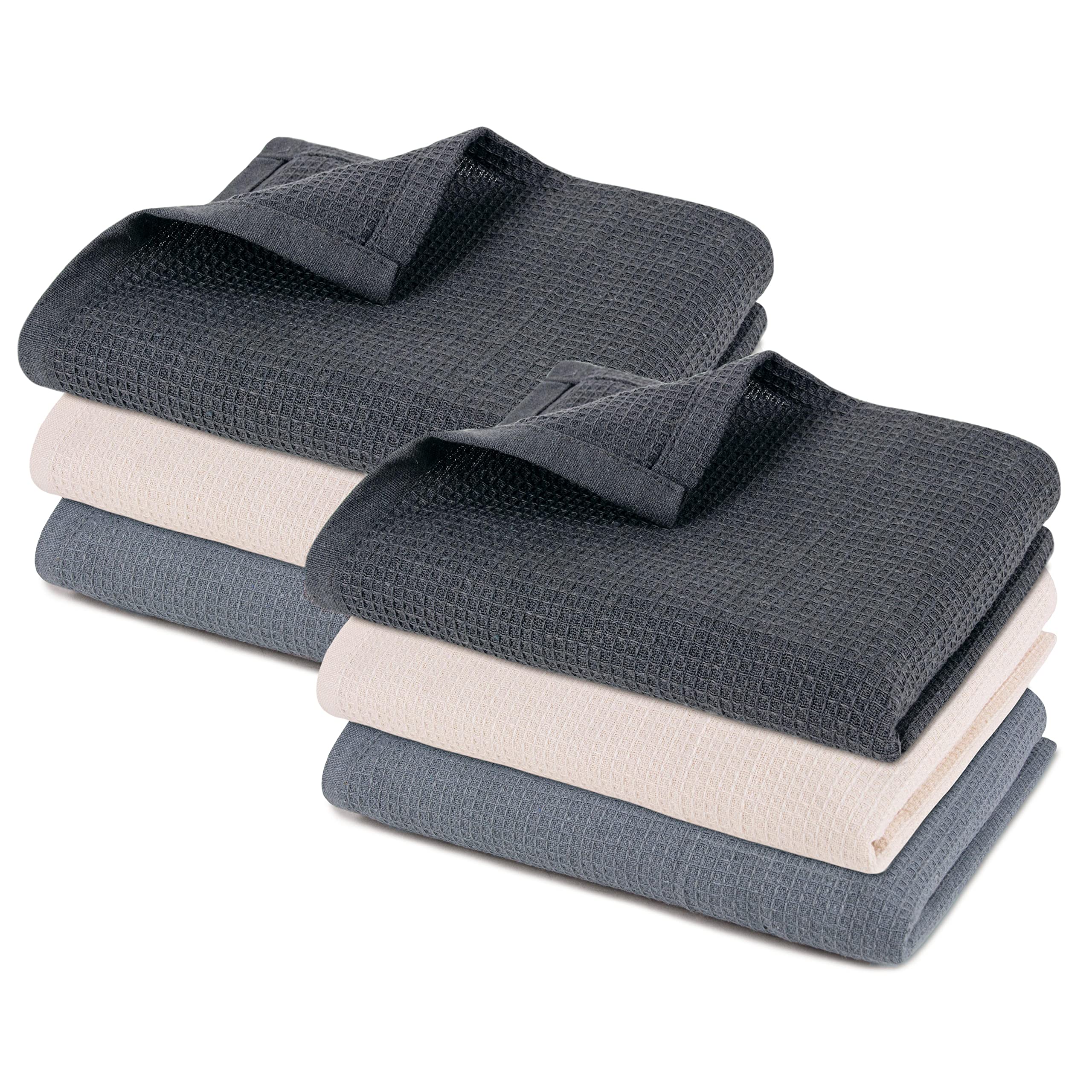 Pagnanno–Hotel Quality Kitchen Tea Towels & Waffle Weave tea towel|Professional Cotton 45x70cm|Absorbent Fast Drying Dish Towels,Kitchen and Bar Towels (Pack of 6 (45x70cm), Waffle - Mix) — image 1