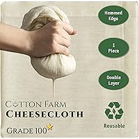 Cotton Farm - Grade 100 (The Finest) Premium Quality Cheesecloth with Hemmed Edge, Double or Single Layer,%100 Cotton…