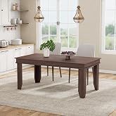GarveeHome Farmhouse Dining Table for 4-6 People, 63 in Long Kitchen Tables | Wooden Sturdy Frame, 5 ft Large Rectangular Dinner Table for Dining Room, Kitchen, Black, Brown Non-extendable