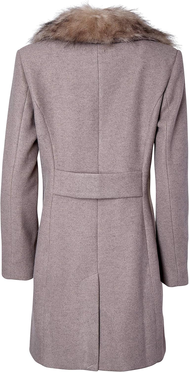 Sportoli Coats for Women Faux Wool Single Breasted Winter Jacket with Detachable Fur: Clothing