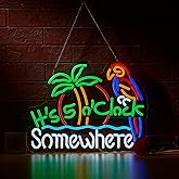 ZODZ Its 5 00 O'clock Some Where Neon Sign for Wall Décor Dimmable Five Oclock Somewhere Sign LED Bar Beer Garage Neon Light.