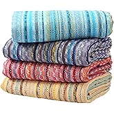 Cacala Extra Large Hand loomed Turkish Bath Towels Set of 4, 100% Cotton Quick-Drying and Lightweight Perfect for Travel, Camping, Gym and Beach (4 Pieces, Multi)