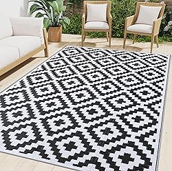Smiry Waterproof Outdoor Rug 8x10 ft, Reversible
