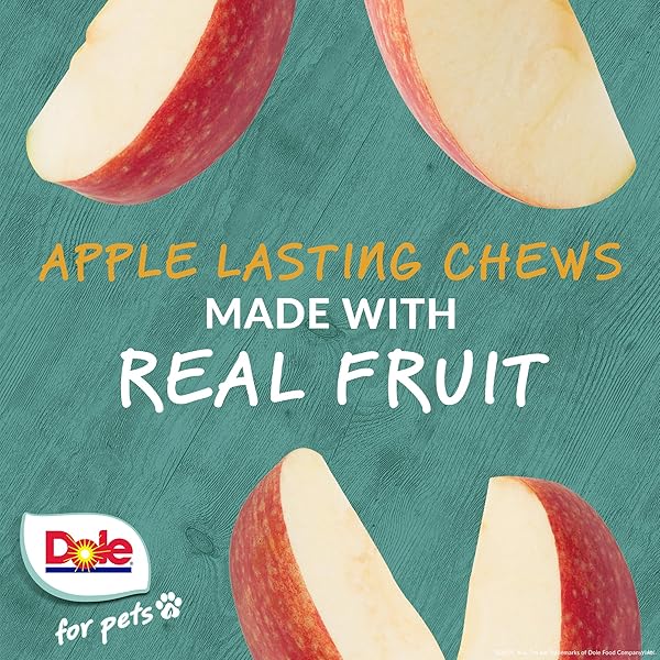 DOLE FOR PETS FRESHLY FETCHED LASTING CHEW, APPLE FLAVOR DOG TREATS, SMALL BREEDS, NO WHEAT, CORN, SOY, ARTIFICIAL FLAVORS, COLORS, OR ANIMAL PRODUCTS, 8 OUNCES, 10 CHEWS