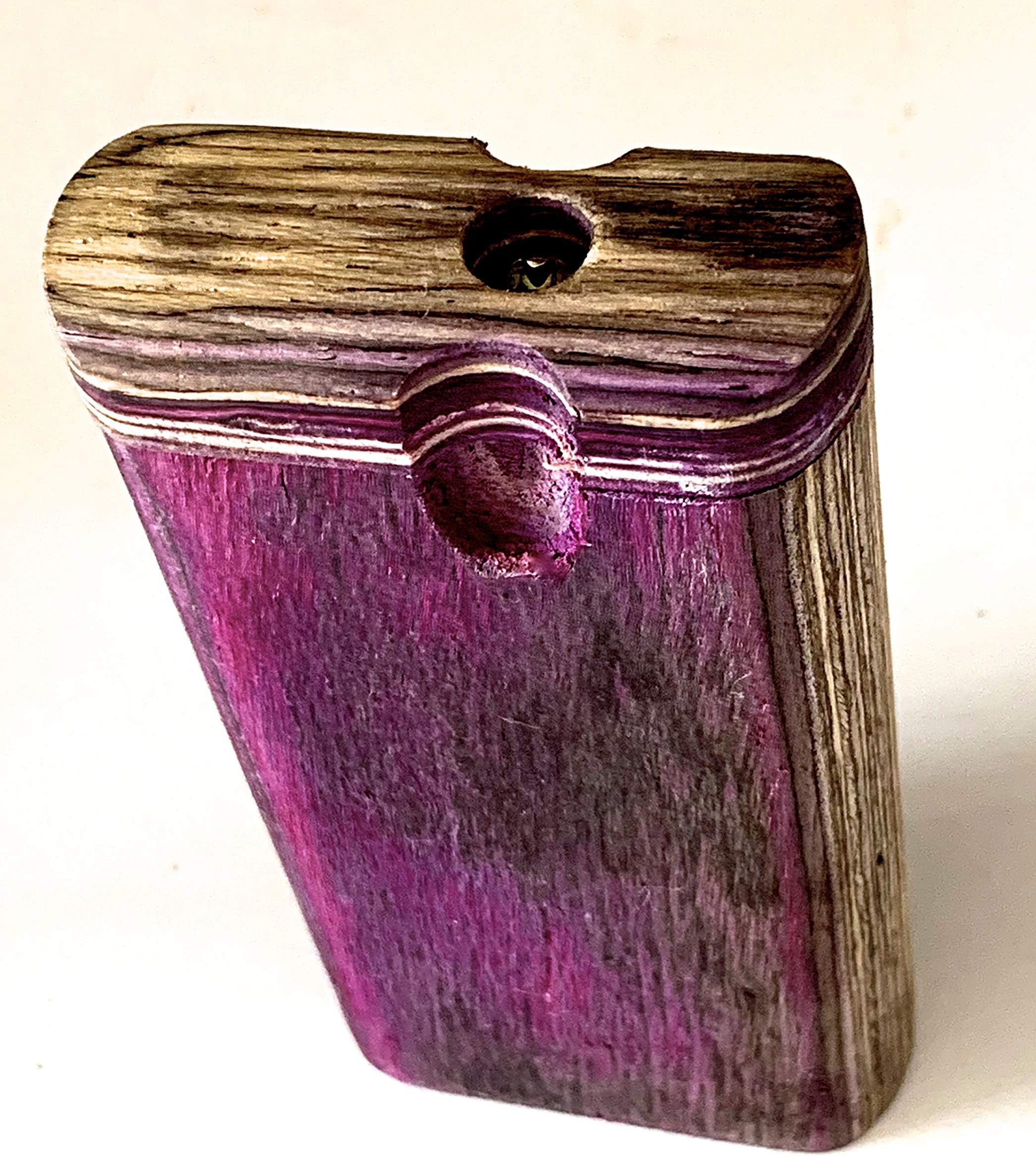 Handmade Power Purple Sized Wooden Holding Box with Cleaner + Bat