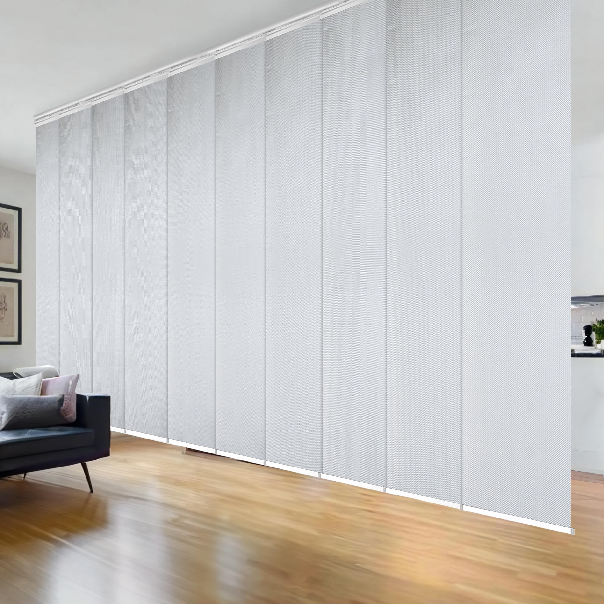 Photo 1 of Embroidered Cadet 10-Panel Double Rail White Panel Track Extendable 120"-218" W x 94" H, Panel Width 23.5"