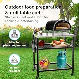 Vivo Technologies Outdoor Pizza Oven Stand Cart Stainless Steel Table 80x60x90cm view 2
