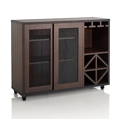 ioHOMES Sallos Sliding Door Multi Storage Buffet with Wine Rack