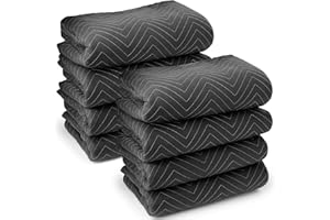 Sure-Max 8 Moving & Packing Blankets - Ultra Thick Pro - 80" x 72" (65 lb/dz weight) - Professional Quilted Shipping Furniture Pads Black