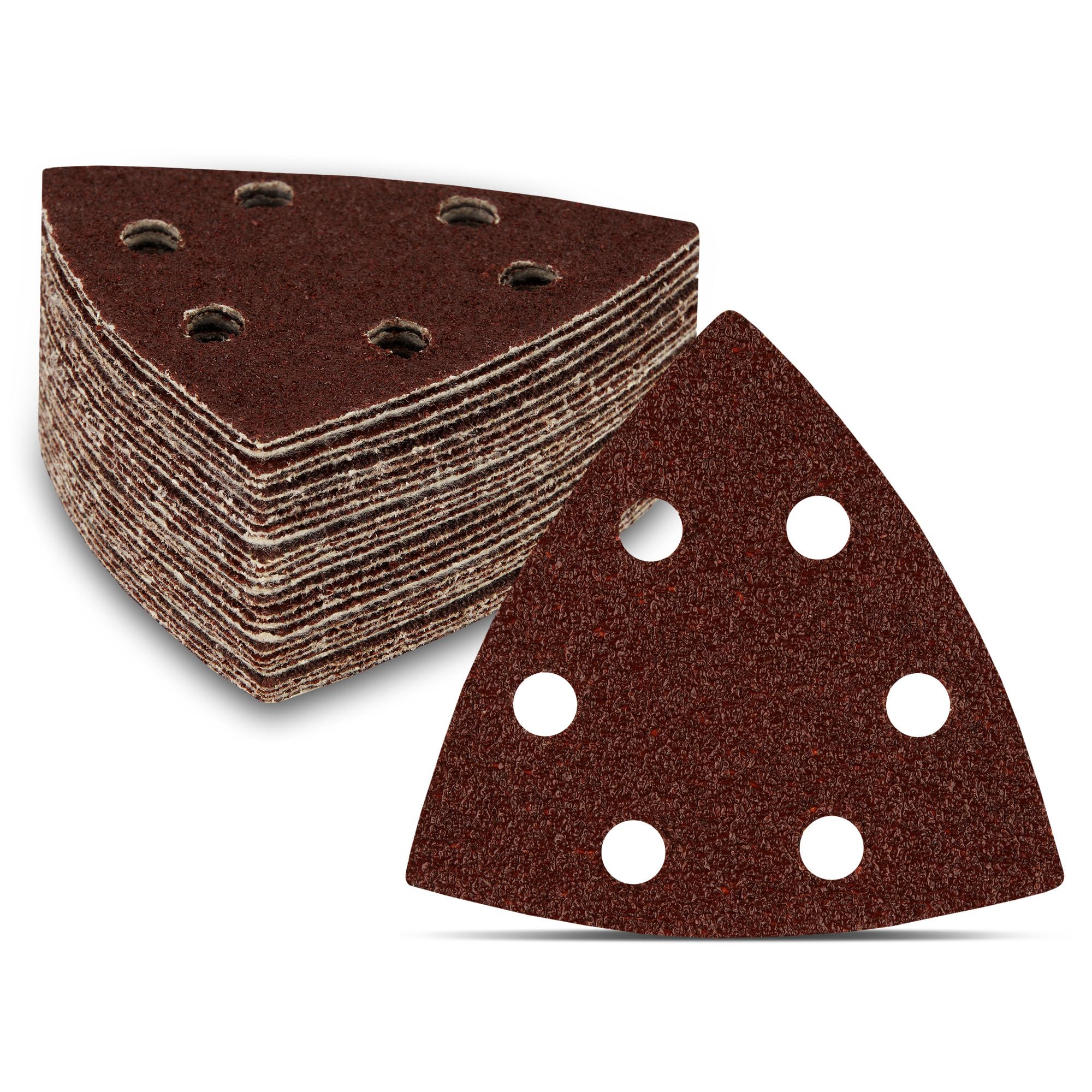 Delta Triangle Sanding Sheets | 300pcs | 6-Hole | 93x93x93mm | Mixed Grits 40/60/80/120/180/240 | for Delta & Multi-Sanders | Abrasive Sandpaper Pads | Triangle Grinding Discs | Wood & Metal Sanding