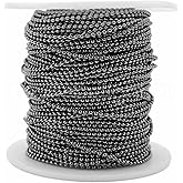 CleverDelights Gunmetal Ball Chain - Bulk Chain - Craft Jewelry Chain Dog Tags Home DIY (1.5mm (1/16"), 100, Feet)