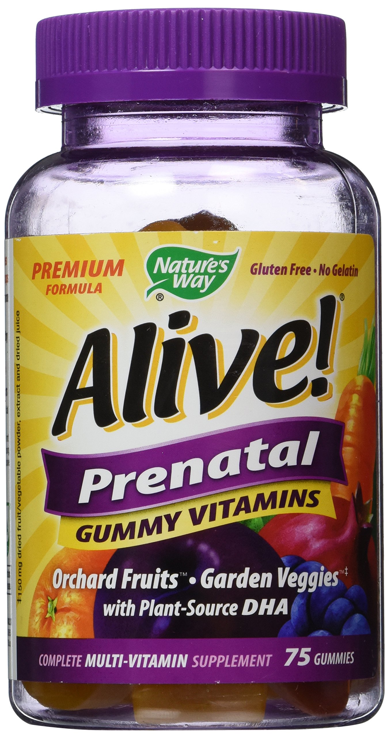 Nature’s Way Alive! Complete Premium Prenatal Gummy Multivitamin, High Potency Folate, Plant