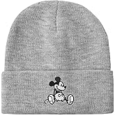 Mickey Mouse Embroidery Acrylic Knit Standard Cuff Beanie