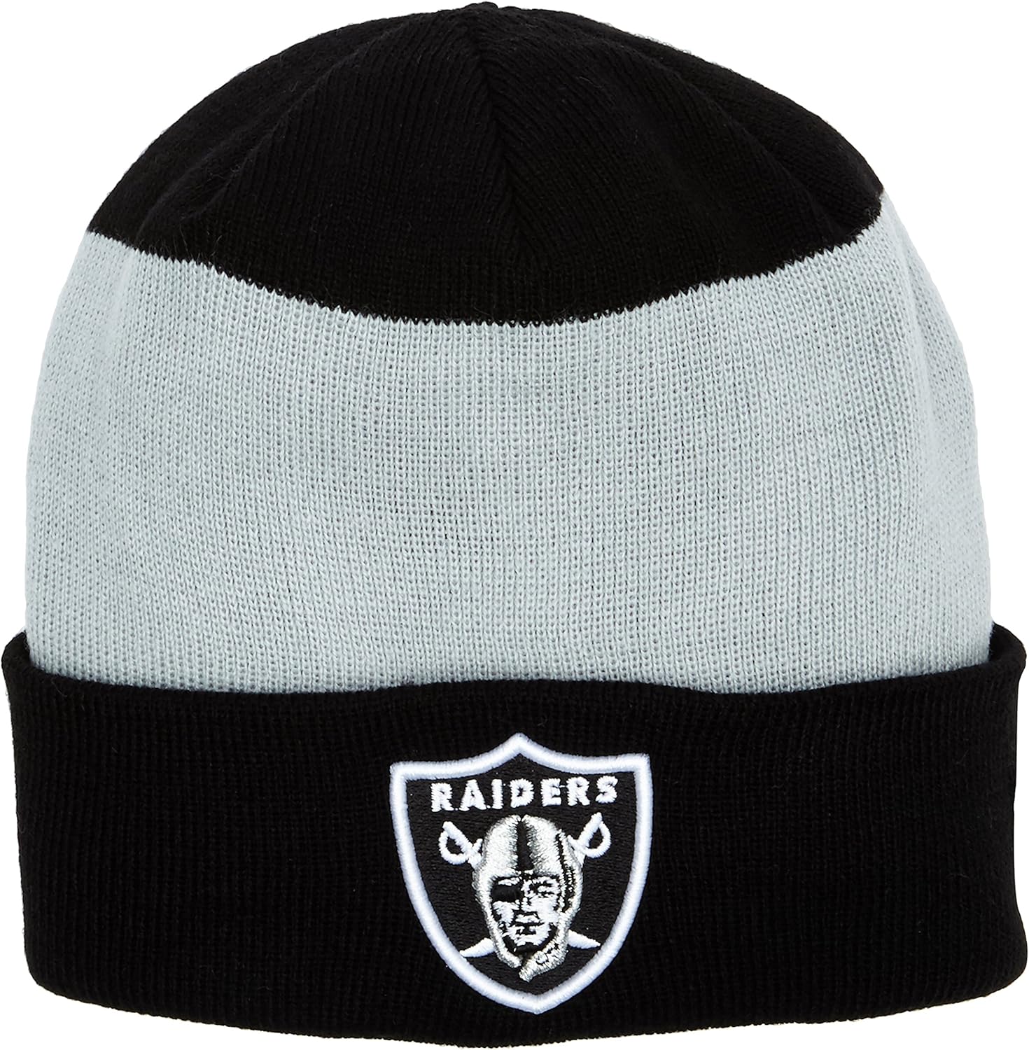 New Era Men's Team Stripe Cuff Knit Oakland Raiders Beanie, Black/Grey (Team), One Size Amazon