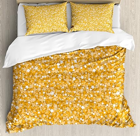 Yellow King Size Duvet Cover Set By Ambesonne Golden Texture With