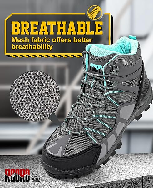 R CORD WOMENS WORK BOOTS STEEL TOE SHOES FOR WOMEN WATERPROOF SAFETY NON-SLIP COMPOSITE TOE CONSTRUCTION BOOTS GREY SIZE 6.5