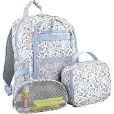 Eastsport Travel College Laptop Lunch Backpack Bookbag, Reusable Insulated Food Snack Cooler Lunchbox Set, for Work, Outdoor, Unicorn Donuts Print