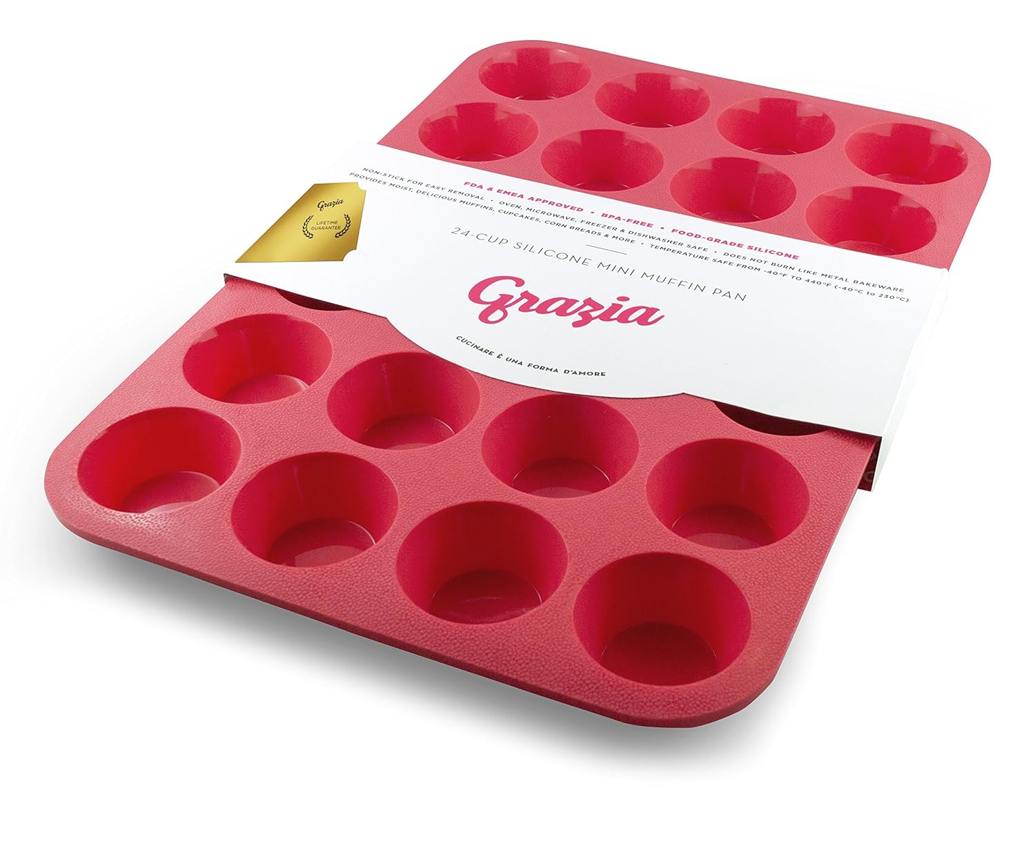 Grazia Silicone Muffin Pan, Red, 24Cup Kitchen & Dining