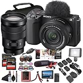 Sony ZV-E10 II Camera 16-50mm &amp; 18-105mm Dual Lens &amp; Monitor Bundle | For Photography &amp; Video | Vlogging | 26 MP APS-C Sensor | 16-50 mm OSS Lens | 4K Monitor | Pro Mic + 2x 64GB Memory Cards
