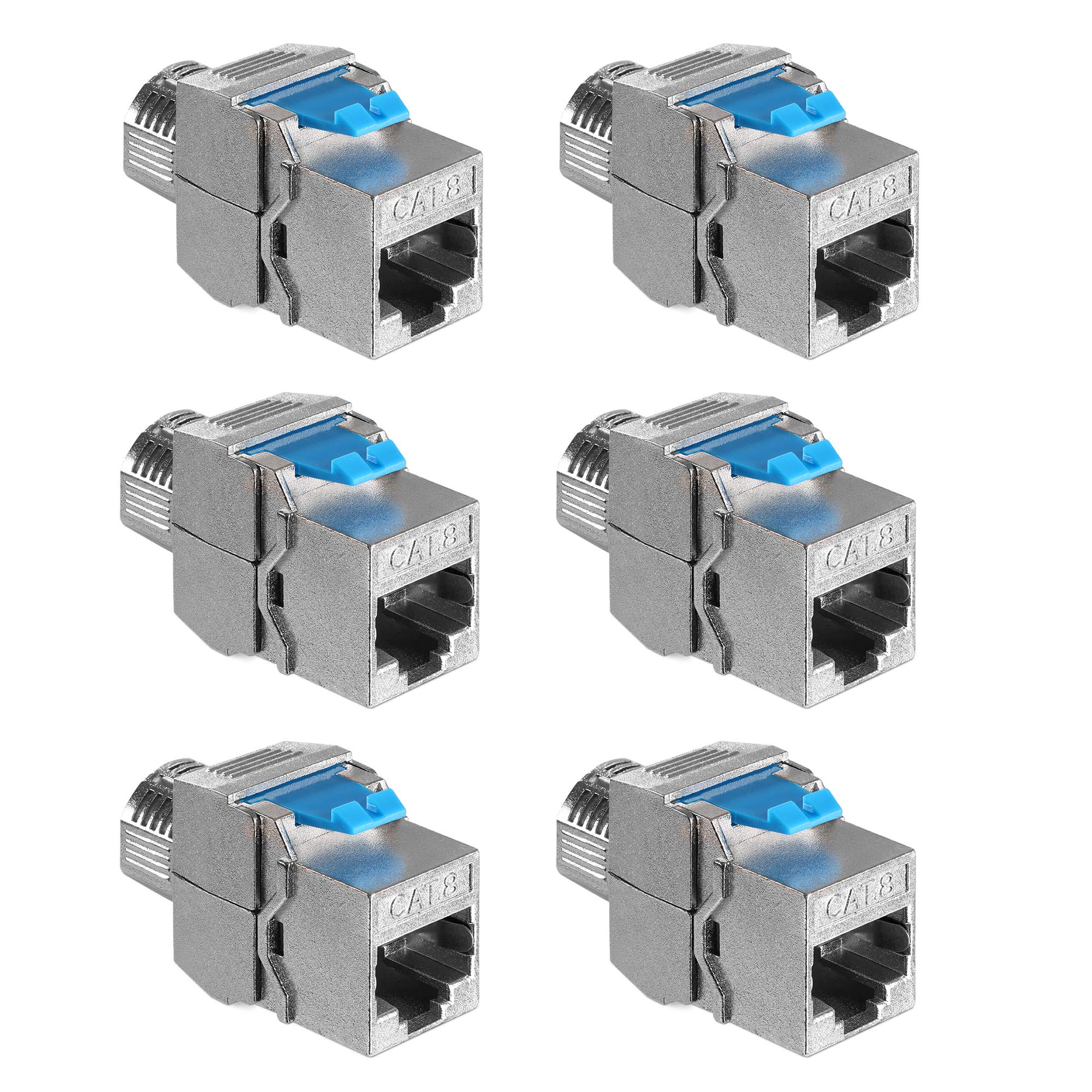 kwmobile Keystone Module Jacks - 6 Piece CAT-8 Shielded Keystone Jack RJ45 Cat 8 Ethernet Module 40 Gbit with Shielded Metal Housing