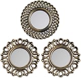 BONNYCO Wall Mirrors Pack of 3 Round Gold Hanging Wall Decor 9.84in