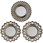 BONNYCO Wall Mirrors Pack of 3, Round Gold Mirrors for Home Decor Bedroom and Living Room. Espejos Decorativos de Pared Sala Dormitorio, Circle Wall Decor Minimalist Vintage Chic. Gifts for Women Mums