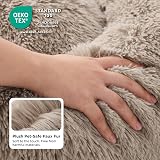 Bedsure Plush Round Cat Bed 50x50x13cm Camel Indoor Pets Calming view 4