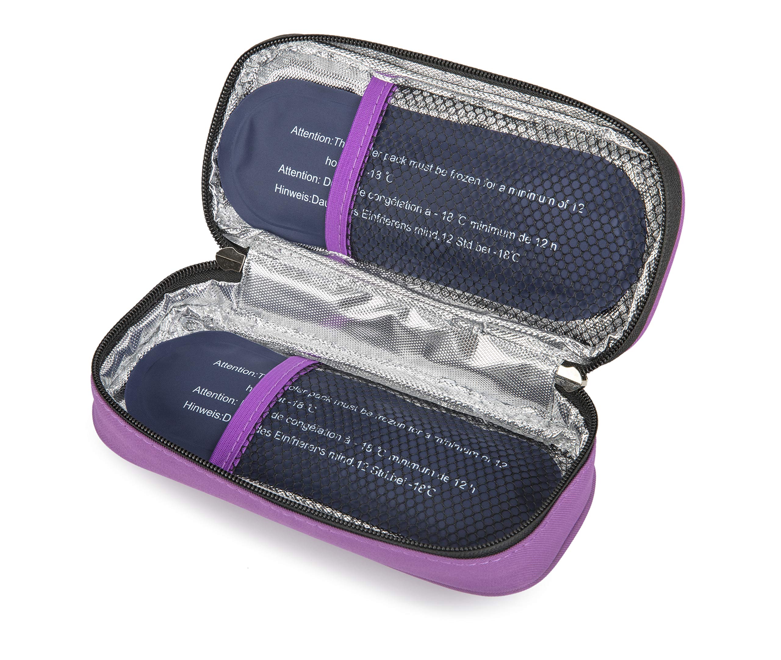 Apollo Walker Insulin Cooler Travel Case Diabetic Medication Cooler with 2 Ice Packs and Insulation Liner(Purple)