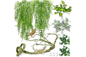 Hamiledyi 7 Pcs Reptile Plants Bendable Climbing Vines Terrarium Hanging Artificial Leaves, Bearded Dragon Tank Accessories, Habitat Decor for Snake Leopard Gecko Lizard Chameleon