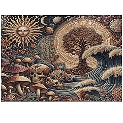 Ambesonne Earthy Boho Jigsaw Puzzle, Gothic Woods