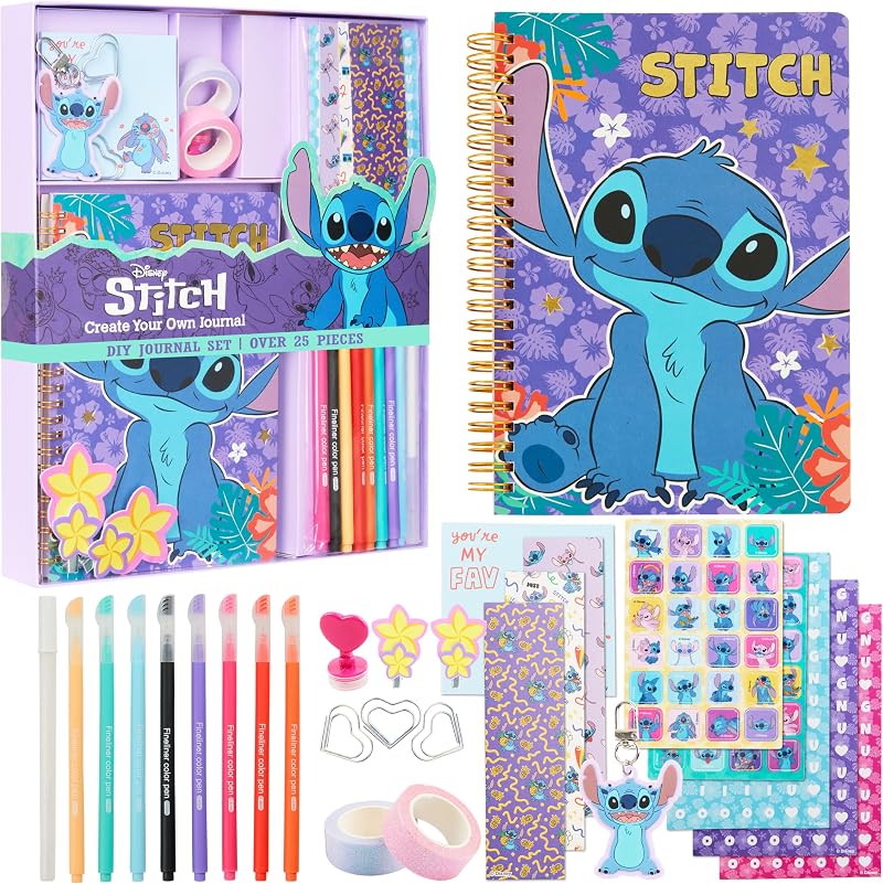 Disney Stitch DIY Journal Kit A5 Notebook Stickers Pens Arts Crafts