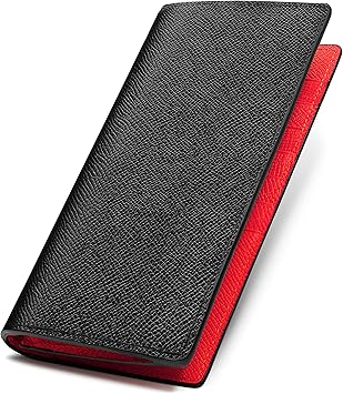 Amazon Peyne 薄い 財布 メンズ 長財布 本革 紳士 薄型 二つ折り 札入れ 2つ折り 長 財布 めんず 長財布 表革 型押しカーフ ブラック 内側 型押しカーフ レッド カード 大容量 Mens Long Wallet Peyne シューズ バッグ