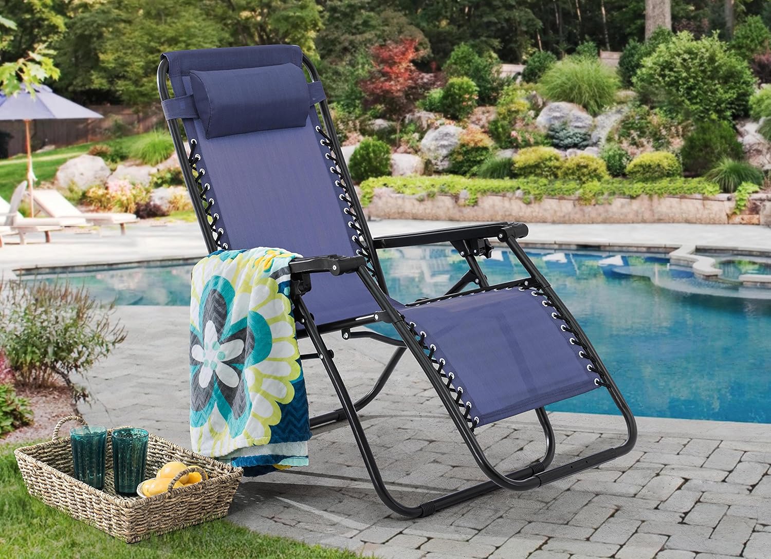 Zero Gravity Chair-Blue : Garden & Outdoor