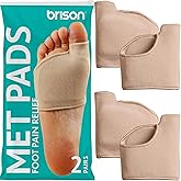 Brison Podiatrist-Designed Metatarsal Pads for Women & Men - Ball of Foot Cushions Pain Relief Gel Sleeves Metatarsalgia Morton’s Neuroma Calluses - 2 Pairs (Beige, Large)