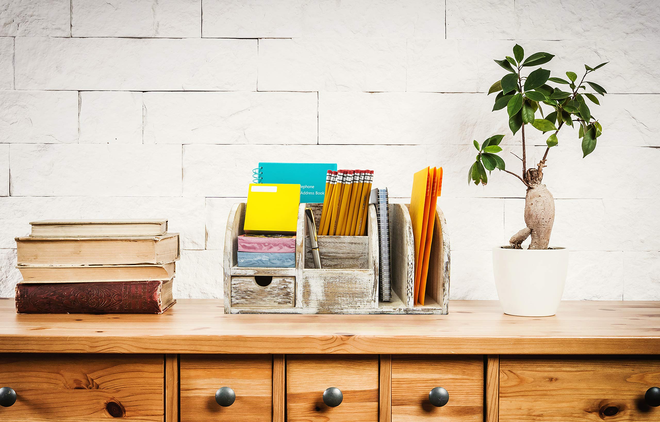 Desk Organizer Home and Office Supplies - Rustic Wood ...