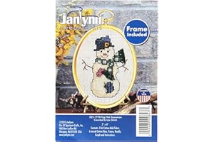 Janlynn 14 Count Top Hat Snowman Mini Counted Cross Stitch Kit, 3" by 4"