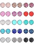 Boao 15 Pairs Druzy Stud Bulk Earrings Set