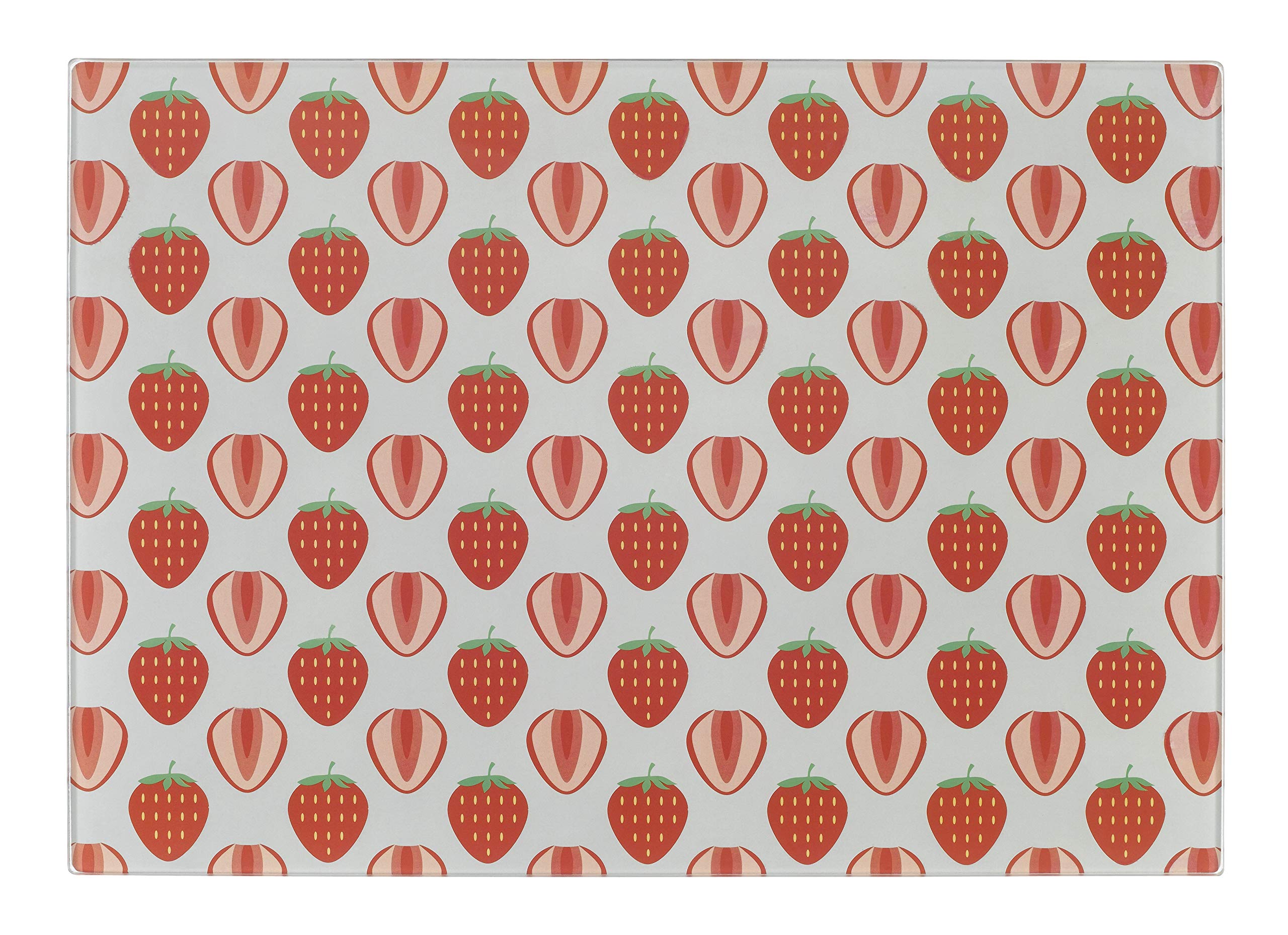 Tala Strawberry Print Design Toughened Glass Work Top Saver, Non-Slip, Multi-Functional, Measuring 30 x 40 x 0.4mm