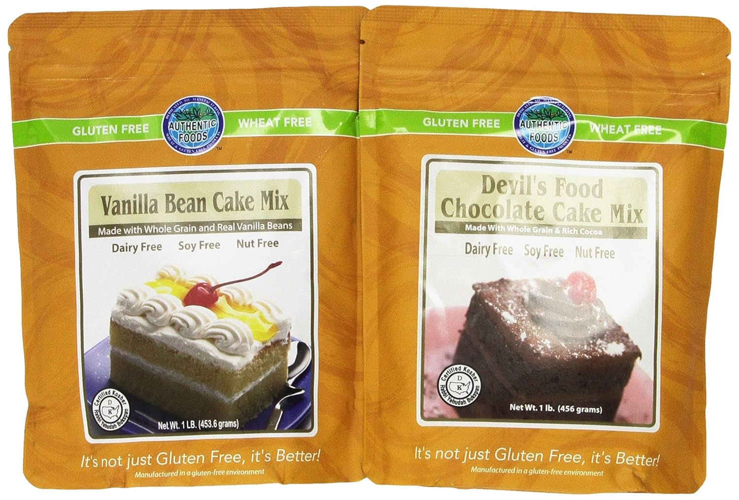 Authentic Foods Vanilla Bean Cake Mix & Devil's Food Chocolate Cake Mix - 2 Pack