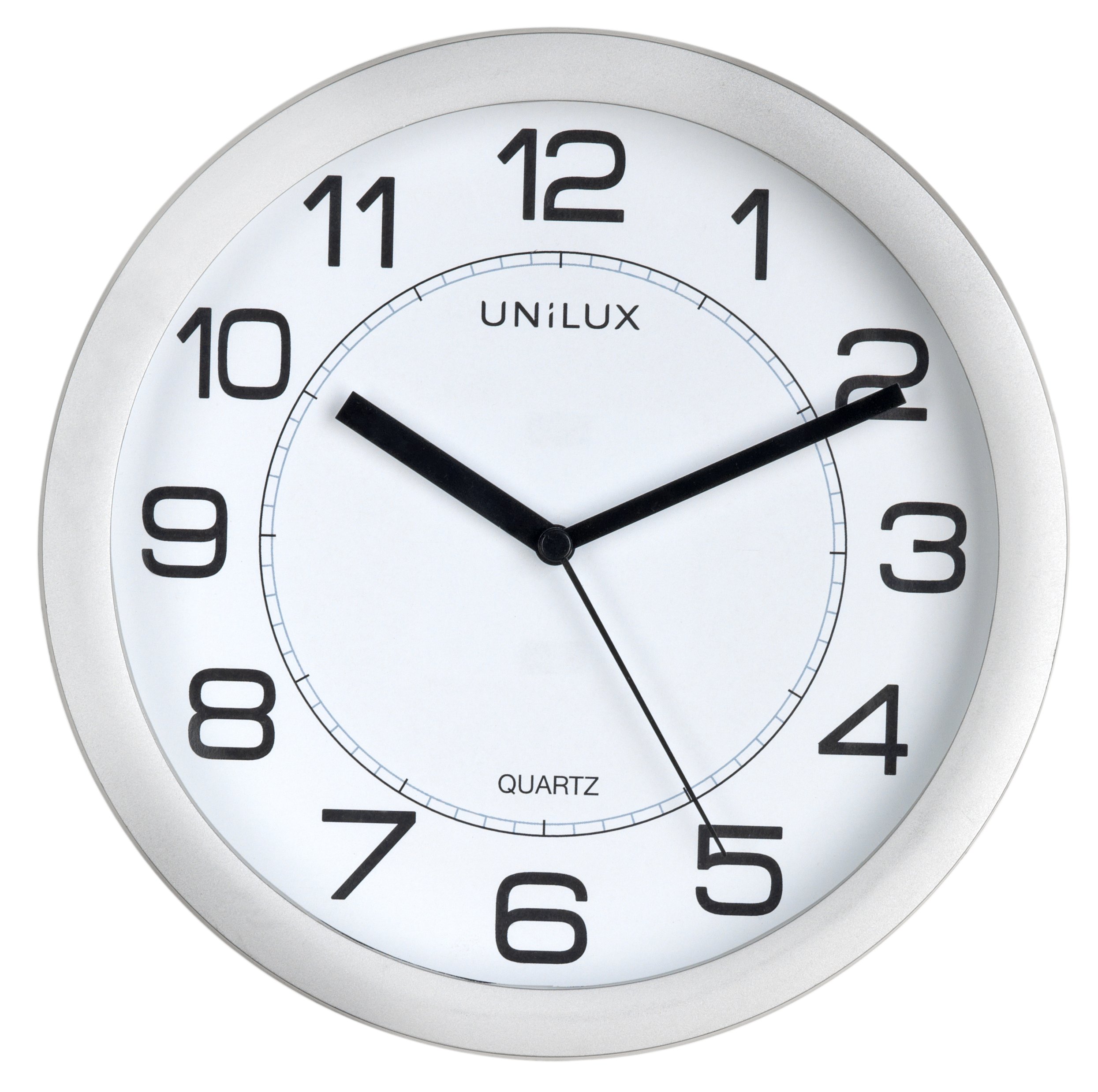 Unilux Attraction Silent Quartz Clock, 22cm – Metal Grey