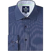 Tom Baine Men Slim Fit Performance Long Sleeve Geometric Casual Button Down Shirt