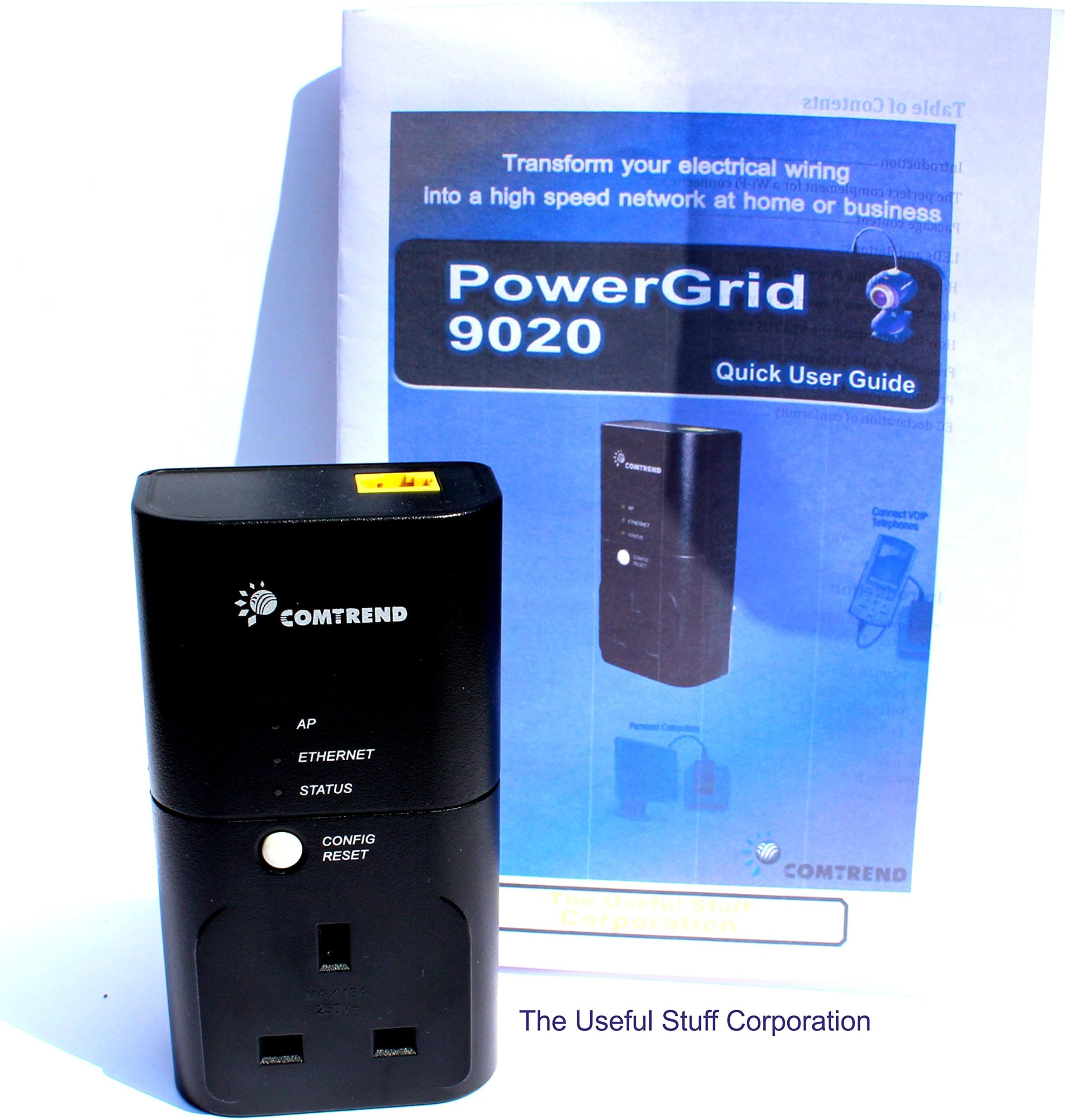 Comtrend Ethernet Power Grid 9020 Black (Single) Including Ethernet Cable.